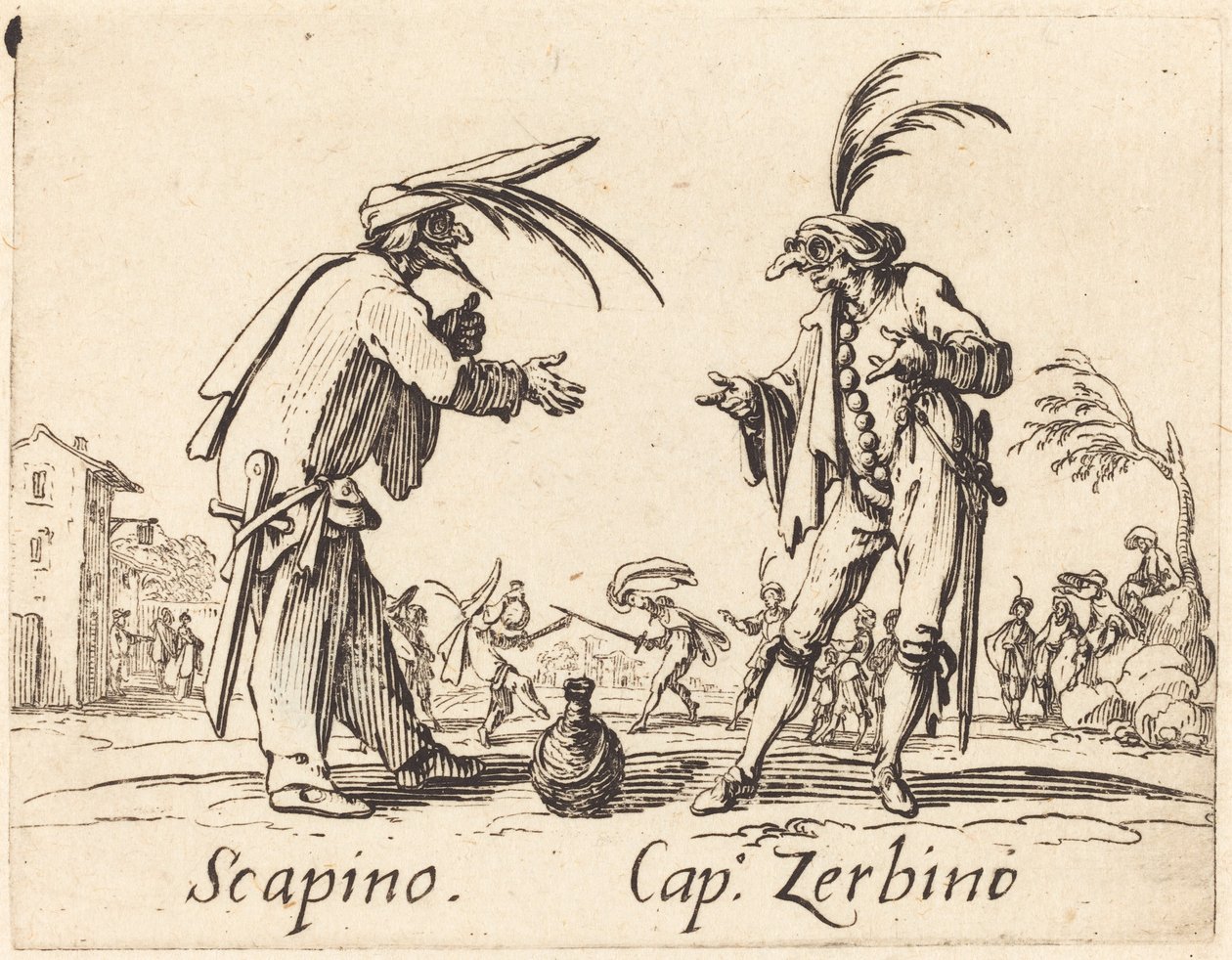 Scapino och Cap Zerbino av Jacques Callot