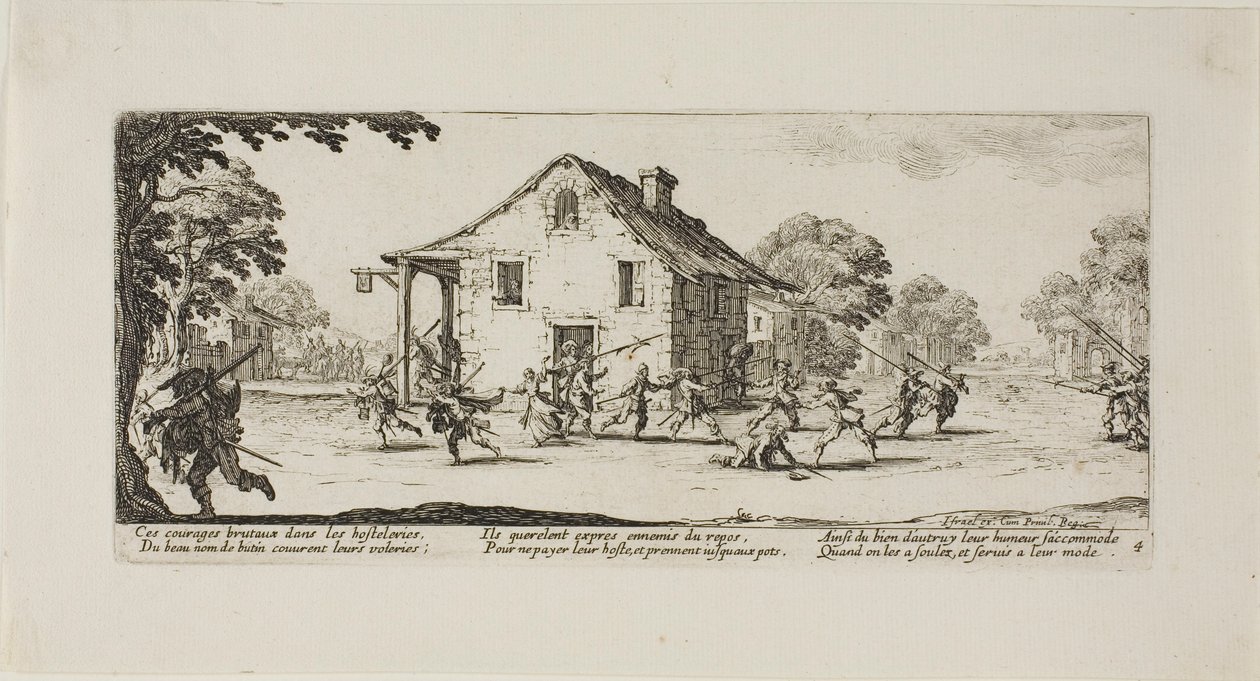 Plundringsscen, plansch fyra ur Krigets elände av Jacques Callot