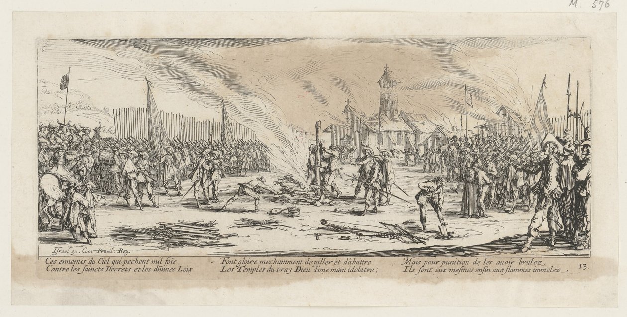 Bål, blad 13 i serien ”Krigets fasor” av Jacques Callot