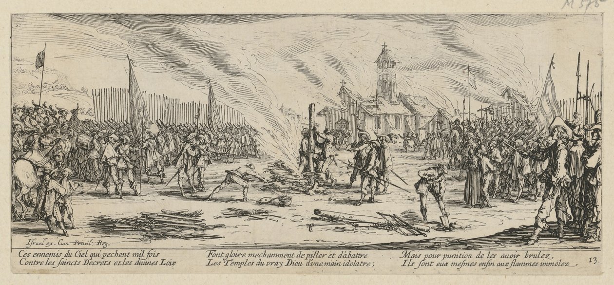 Bål, blad 13 i serien ”Krigets fasor” av Jacques Callot