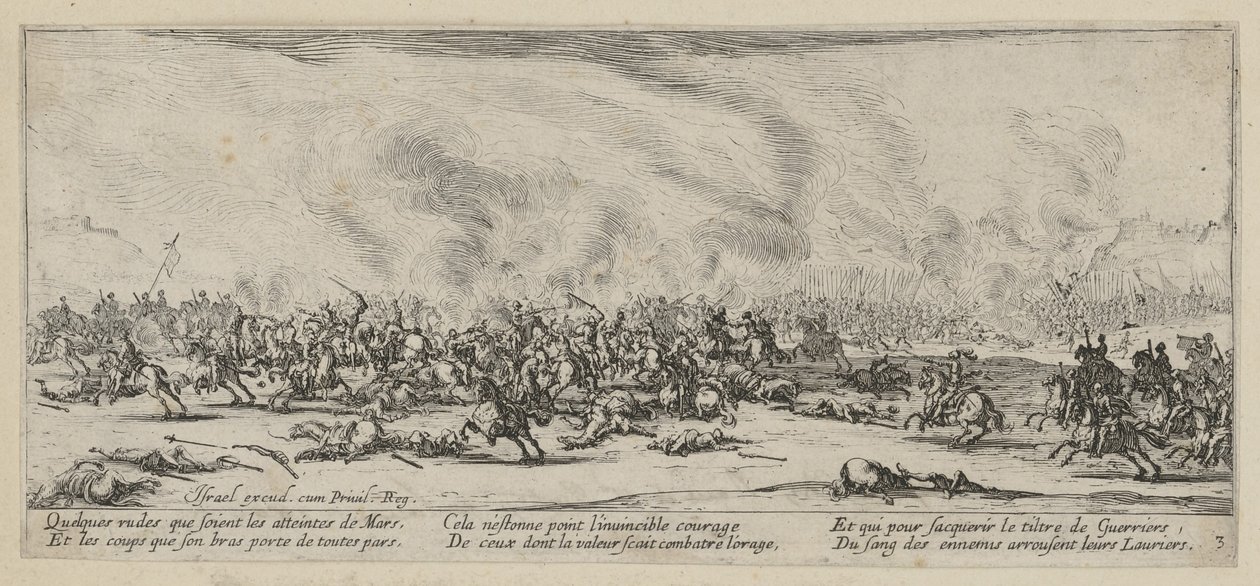 Slaget, blad 3 i serien ”Krigets fasor” av Jacques Callot