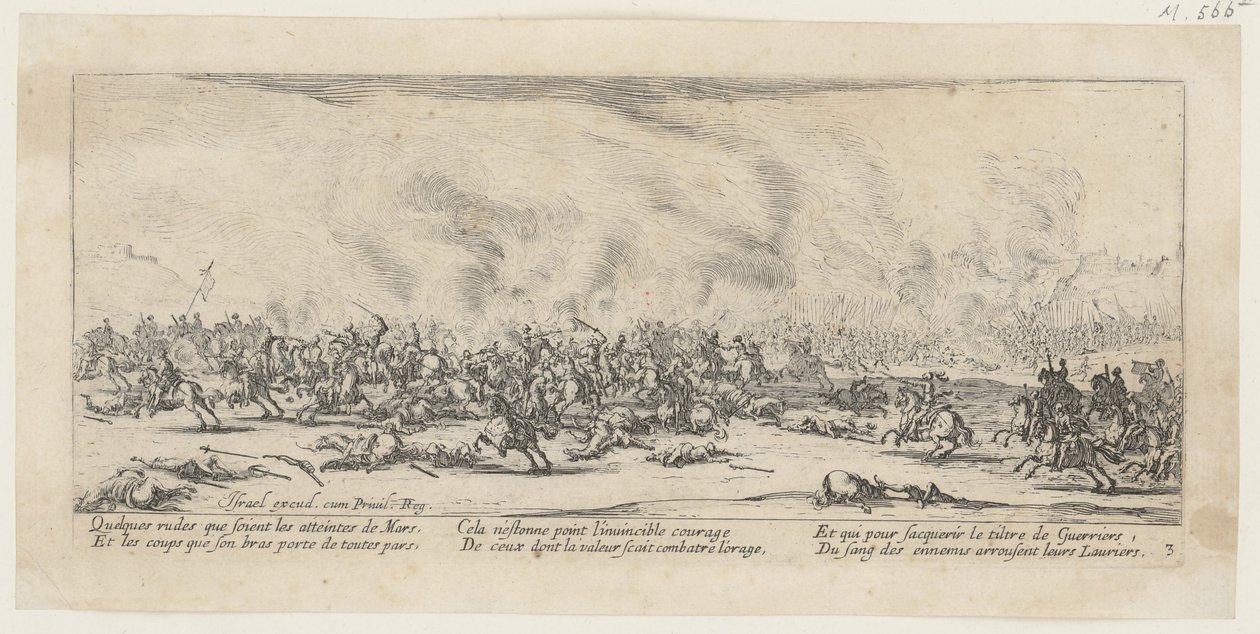 Slaget, blad 3 i serien ”Krigets fasor” av Jacques Callot