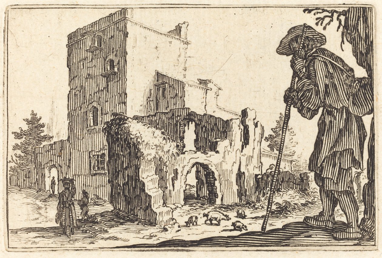 Herde och ruiner, ca. 1622. av Jacques Callot