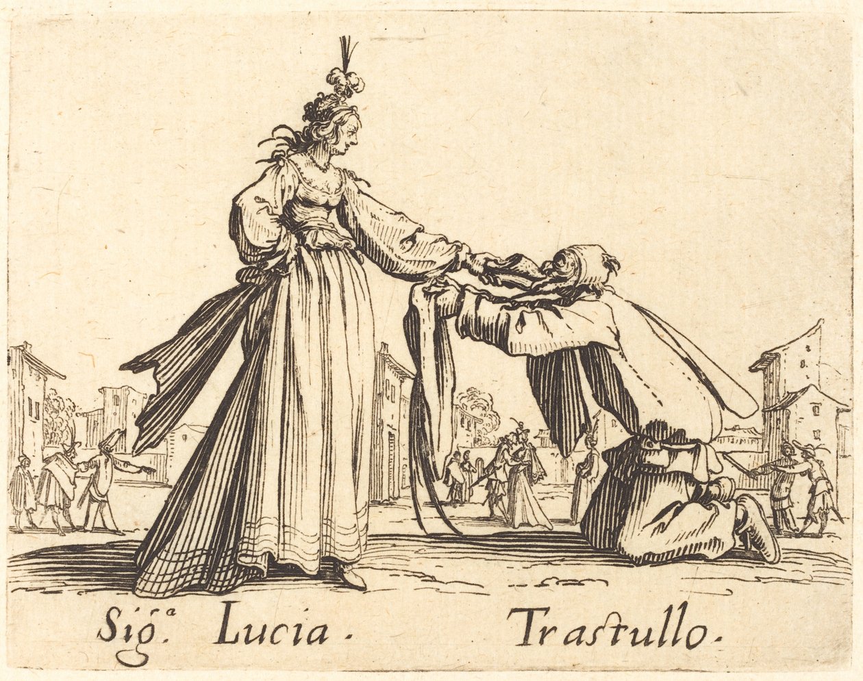 Tecken. Lucia och Trastullus av Jacques Callot