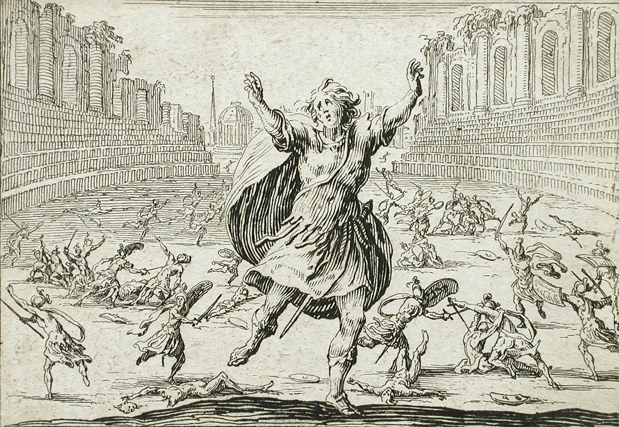 Strid i en cirkus av Jacques Callot