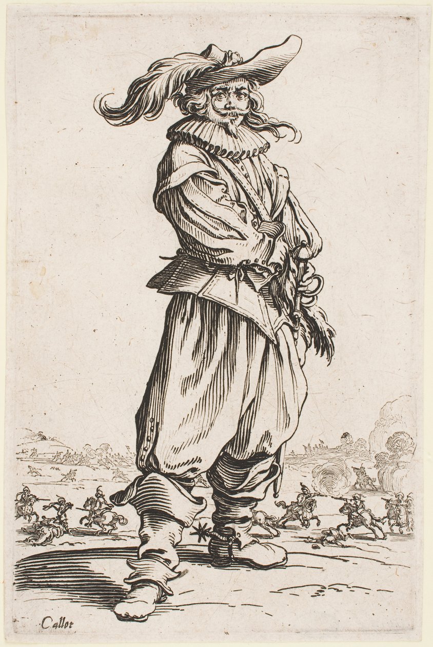 Soldat i en fjäderhatt, från serien "The Nobility of Lorraine" av Jacques Callot