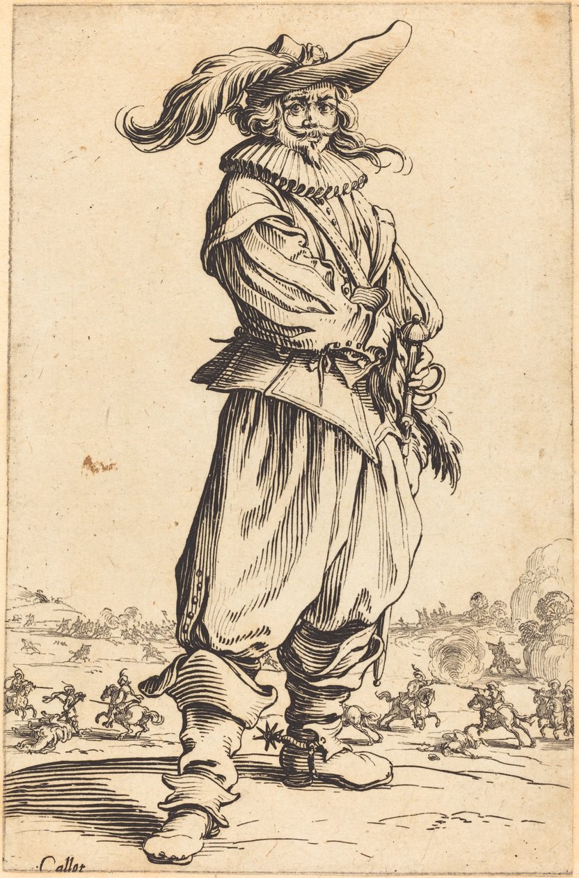 Soldat med fjäderhatt av Jacques Callot