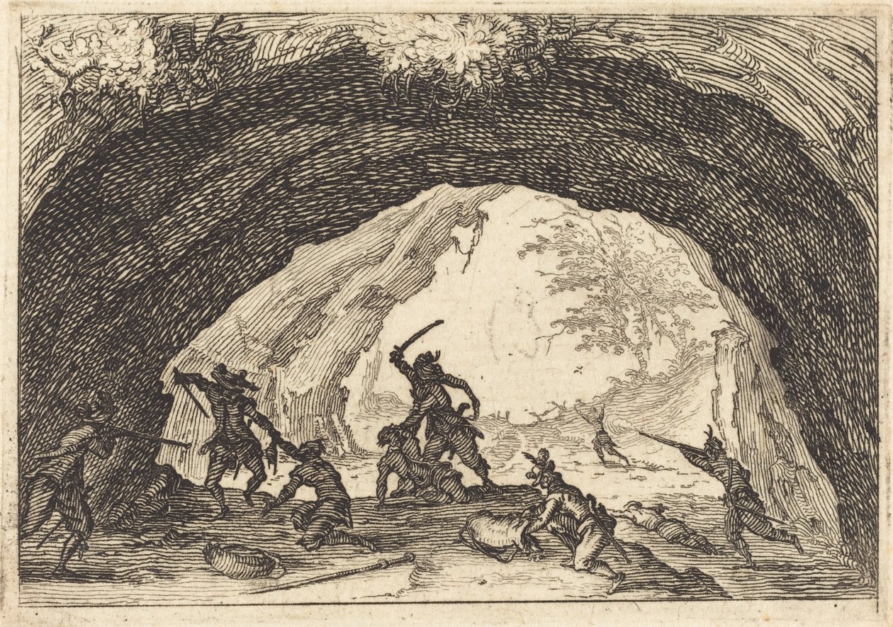 Soldater som attackerar rånare av Jacques Callot