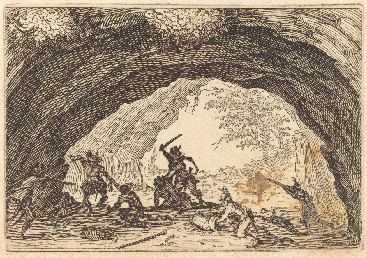 Soldater som attackerar rånare av Jacques Callot