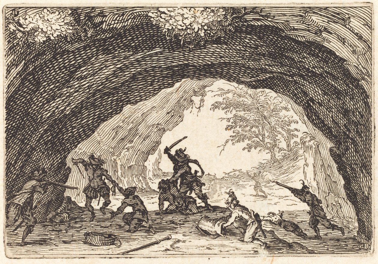 Soldater som attackerar rånare av Jacques Callot