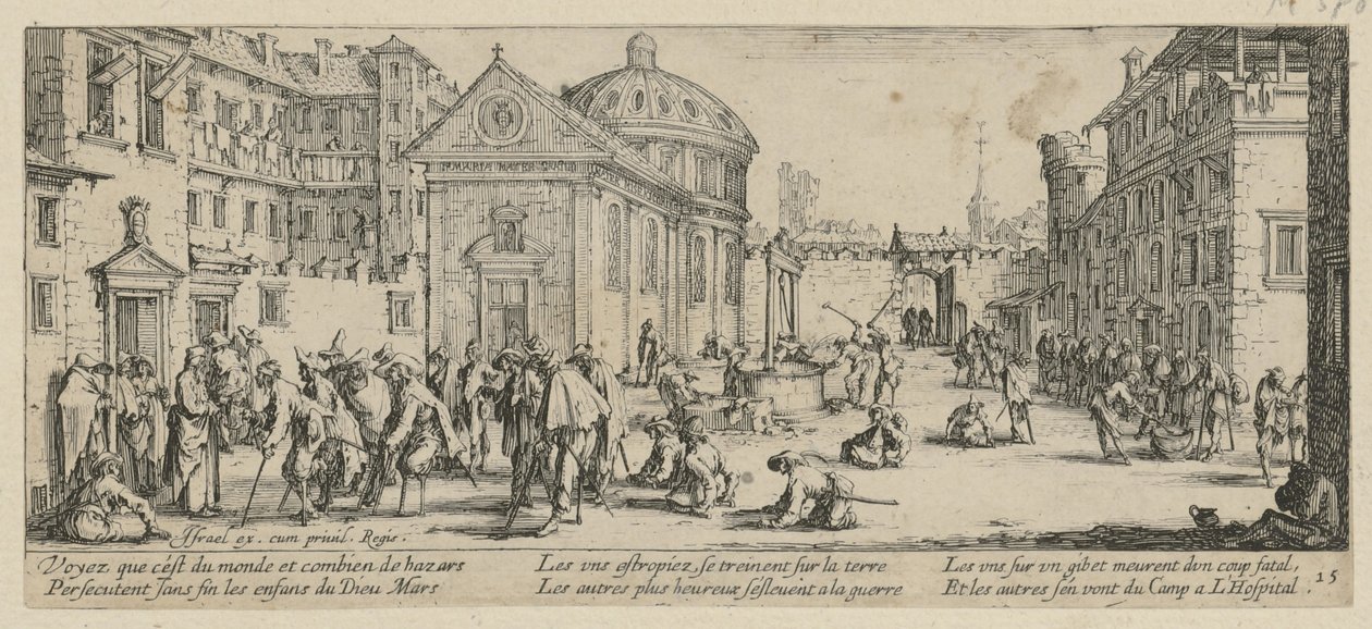 Sjukhus, blad 15 i serien ”Krigets fasor” av Jacques Callot