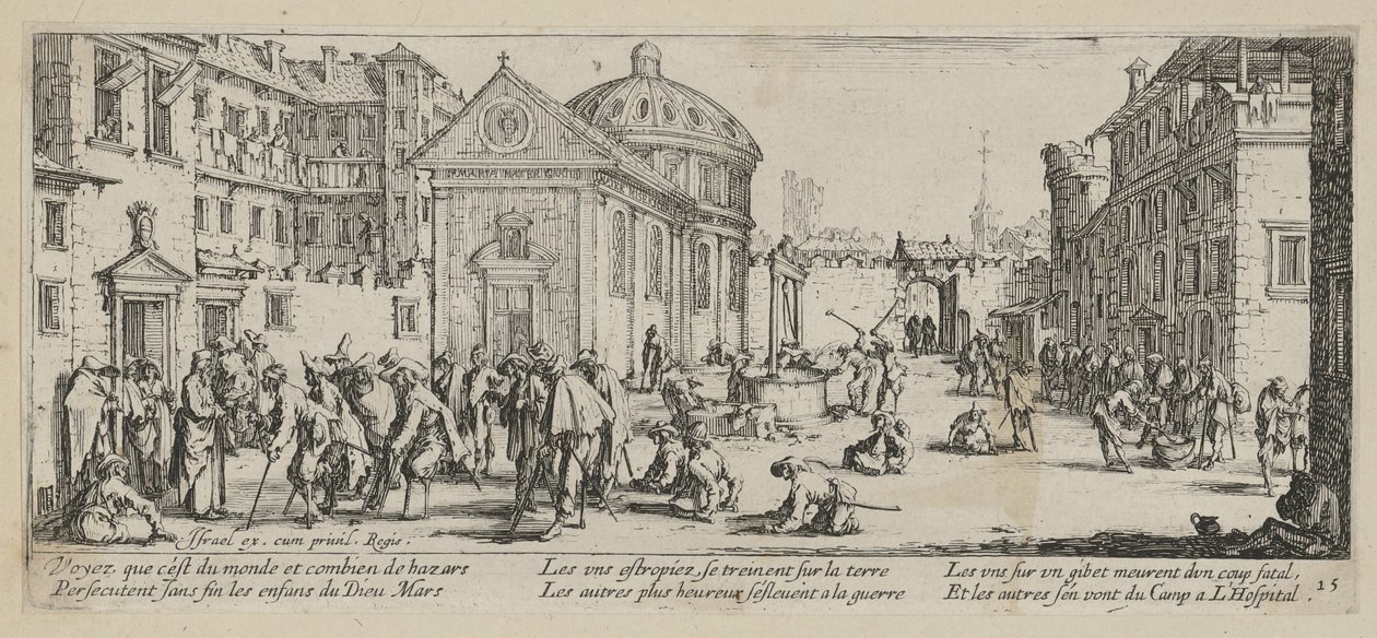Sjukhus, blad 15 ur serien "Krigets fasor" av Jacques Callot
