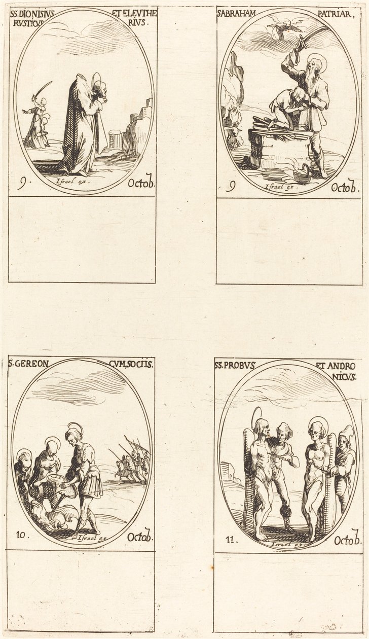 St. Dionysius, Rusticus & Eleutherius; St. Abraham; St. Gereon & följeslagare; helgon För av Jacques Callot