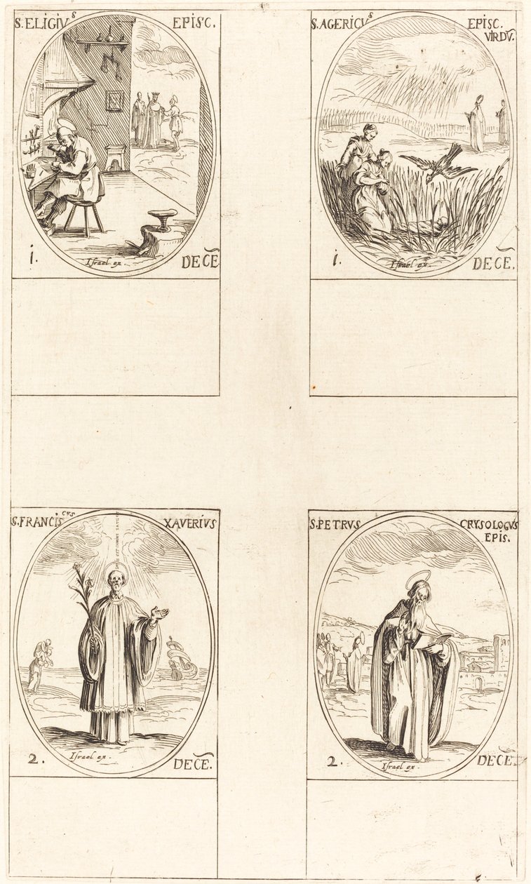 St Eligius; St Agericus; St Francis Xavier; St Peter Chrysologus av Jacques Callot