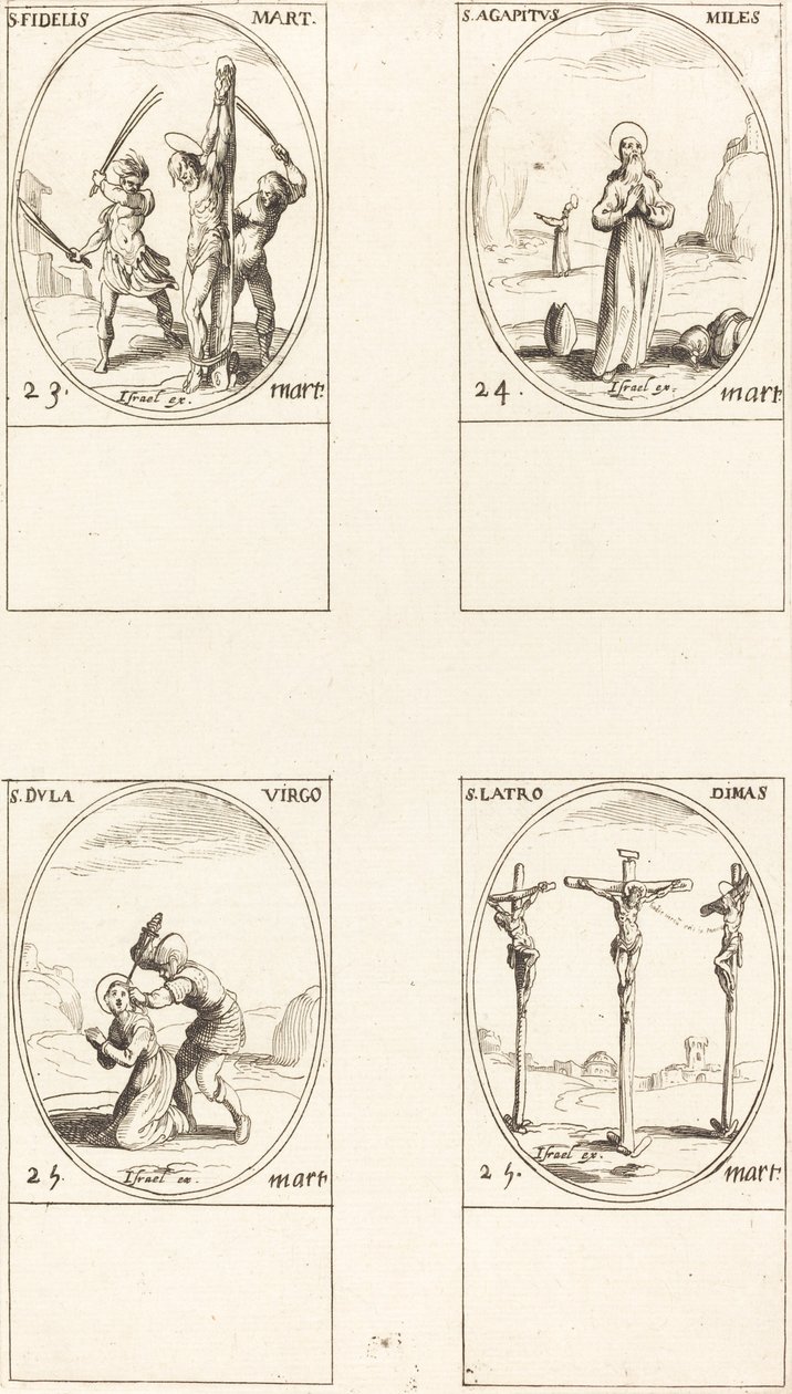 St. Trogen; St. Agapetus; St. Dula; St. Tjuven Dimas av Jacques Callot