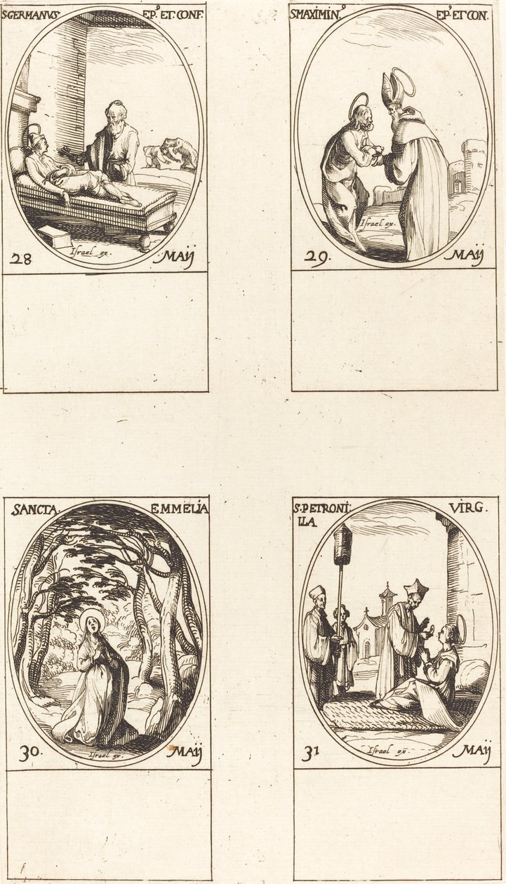 St. Germanus av Paris; St. Maximinus; St. Emmelia; St. Petronilla av Jacques Callot