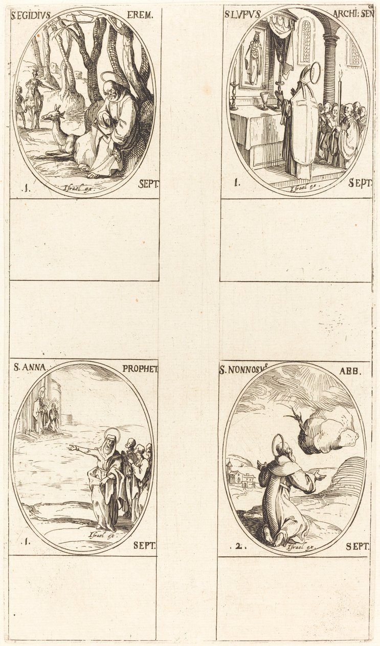 St Giles; St. Lupus; St Anne; St. Nonnosus av Jacques Callot