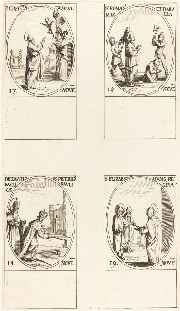 St. Gregory; Sts. Romanus & Barulla; Invigning av SS-basilikan. Peter & Paul; av Jacques Callot