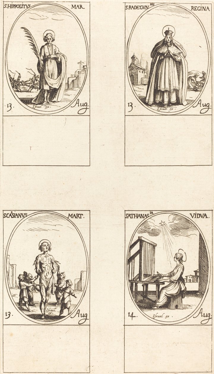 St. Hippolytus, St. Radegund, Queen, St. Cassian, St. Athanasius av Jacques Callot