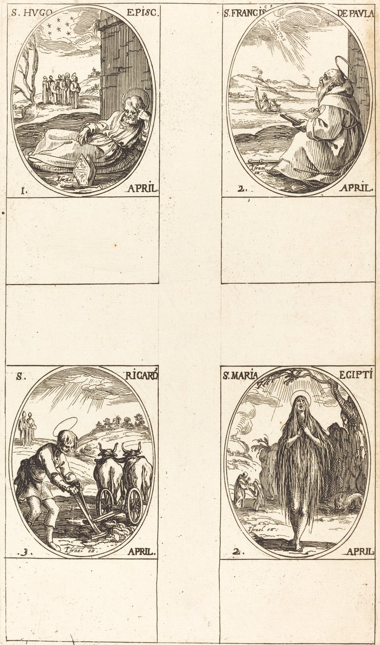 S:t Hugo; St Francis av Paula; St. Maria av Egypten; St. Richard av Jacques Callot