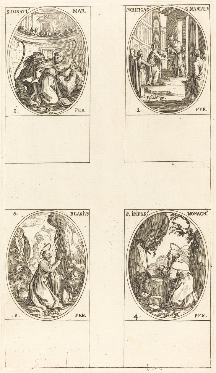 S:t Ignatius; Rening av Jungfrun; St Blaise; S:t Isidore av Jacques Callot