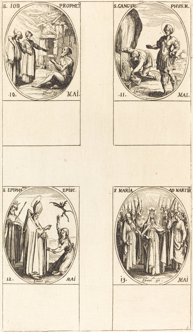 St. Job, profet; S:t Gangulphus; St Epiphanius; Maria av martyrerna av Jacques Callot
