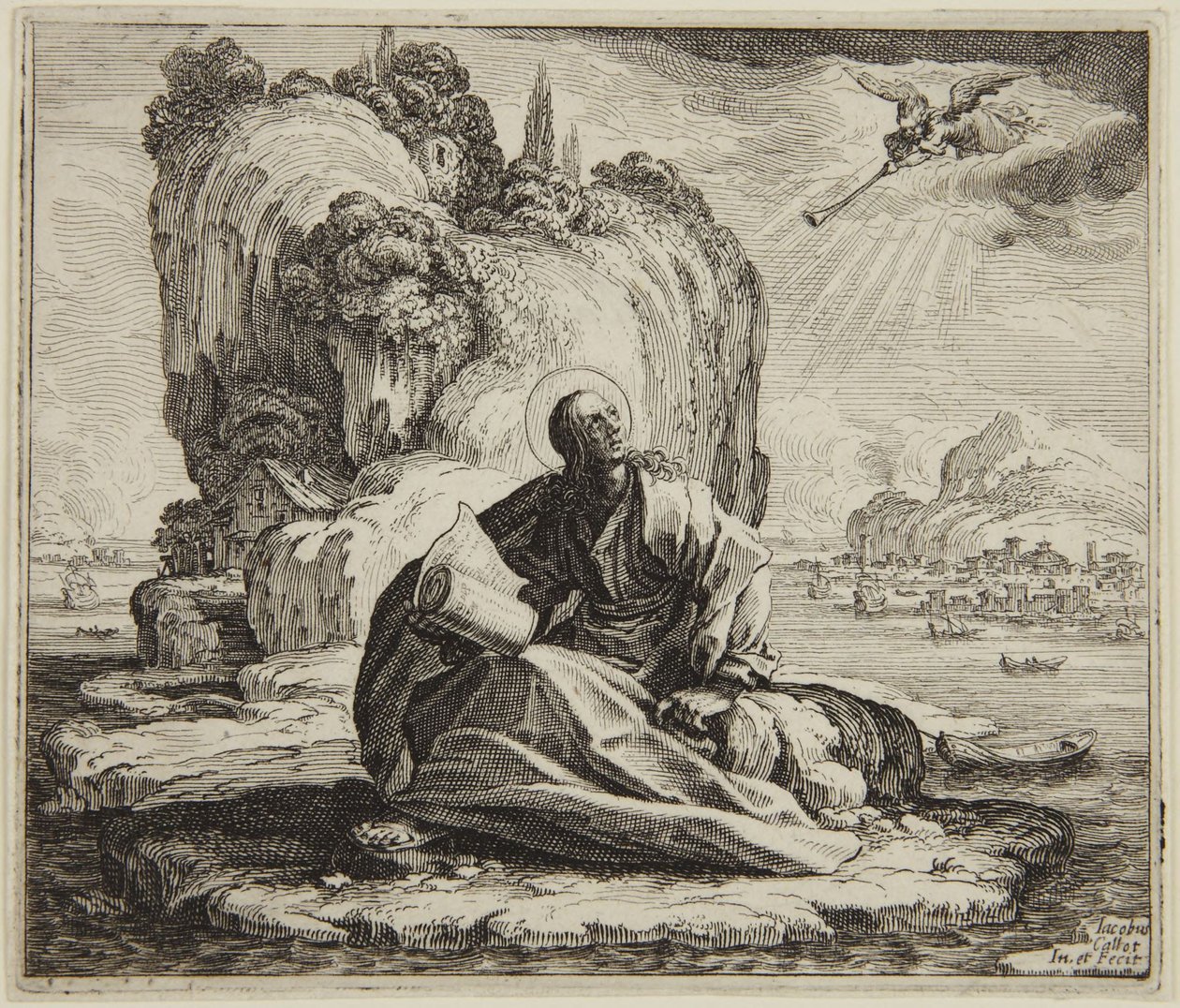 Sankt Johannes på ön Patmos av Jacques Callot