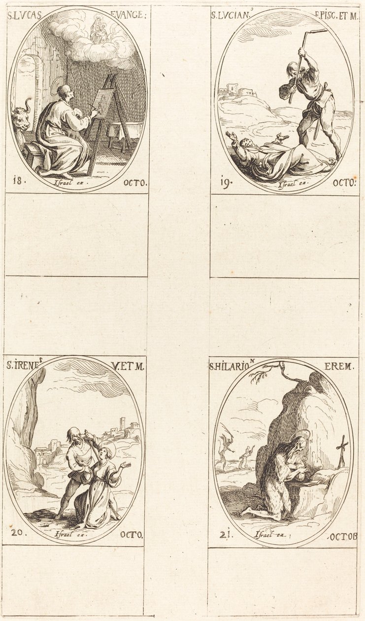St Luke; St Lucian; St. Irene; St Hilarion av Jacques Callot