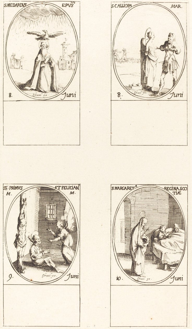 St Medard; St. Calliopa; Sts. Primus och Felician; St Margaret av Skottland av Jacques Callot