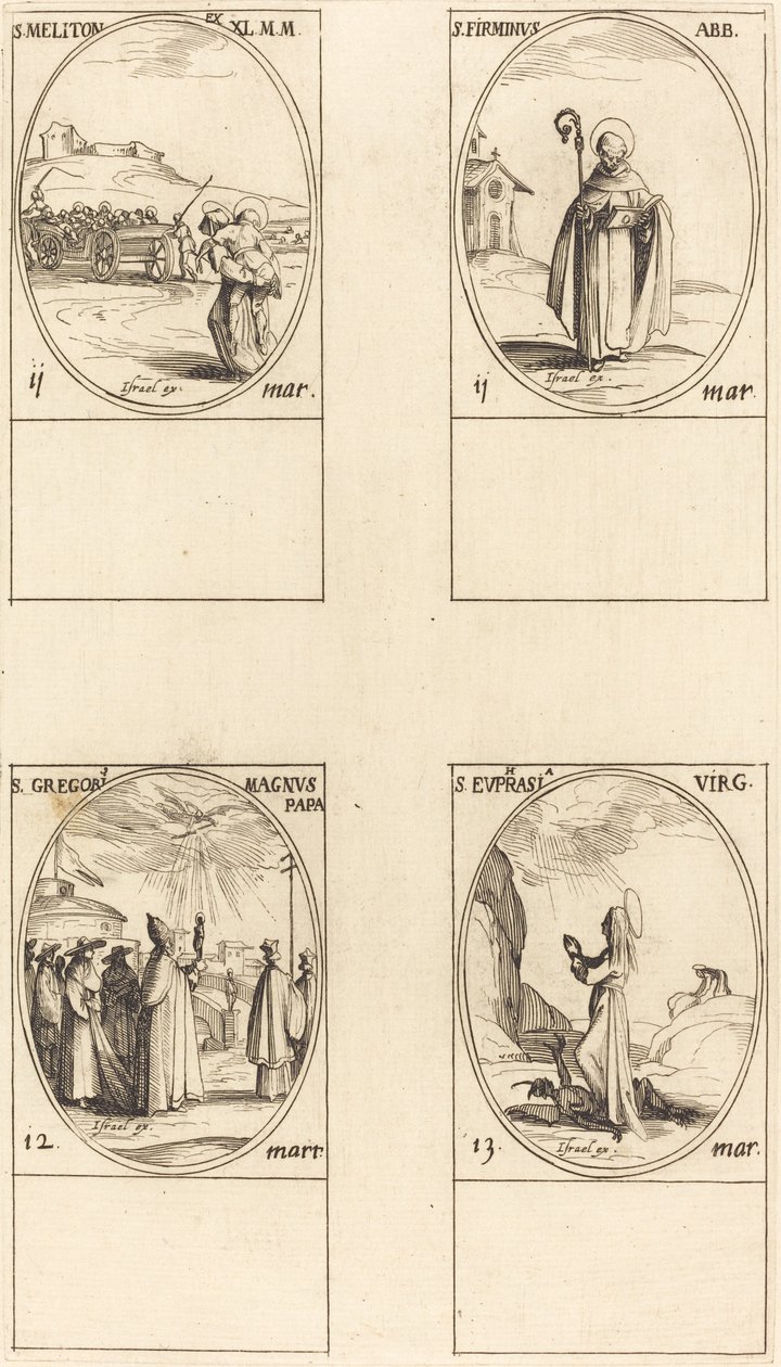 St. Meliton; St Firminus; St. Gregorius den store; St Euphrasia av Jacques Callot