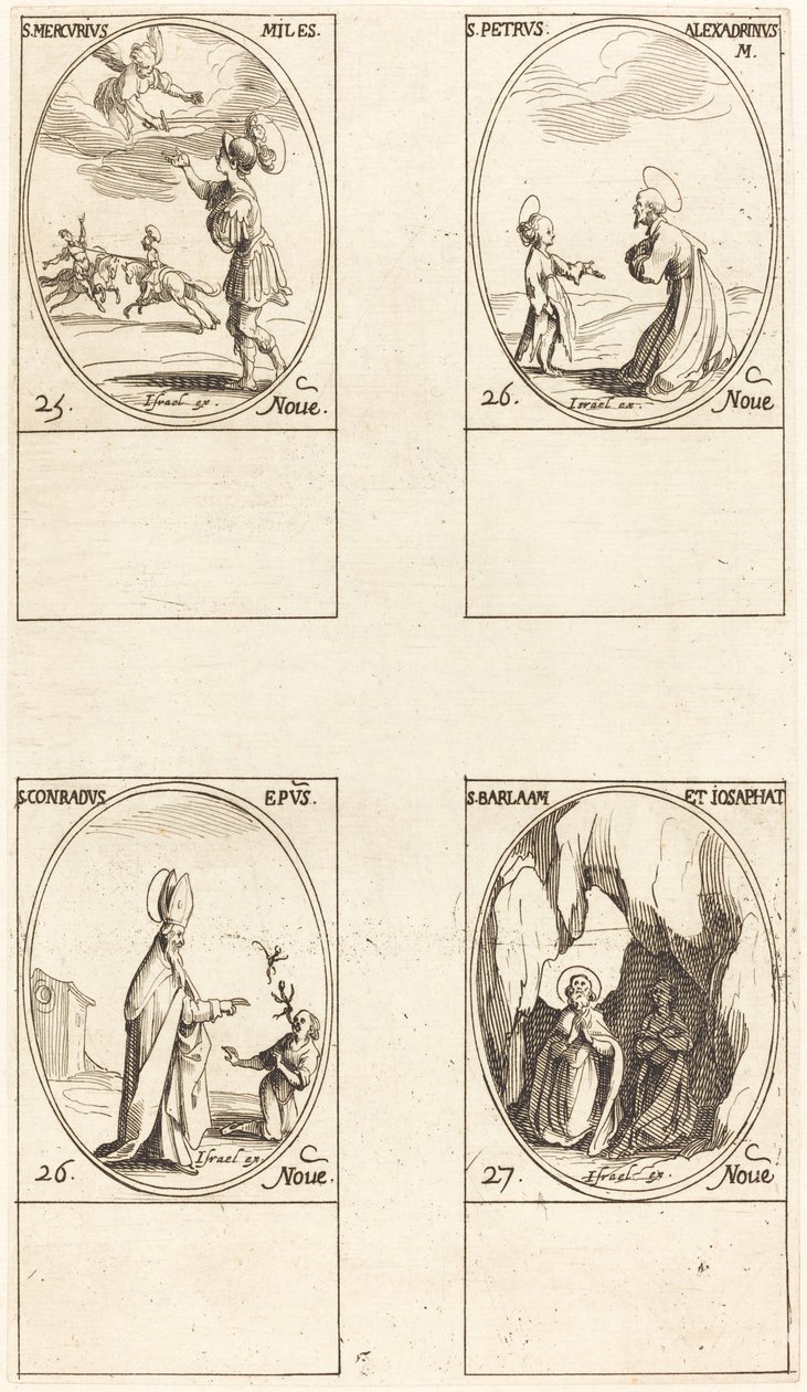St. Merkurius; St Peter av Alexandria; St. Conrad; Sts. Barlaam och Josafat av Jacques Callot