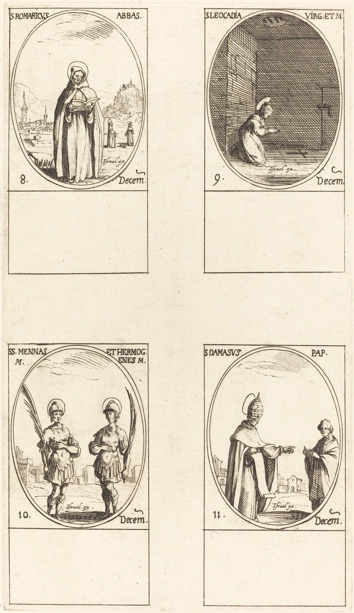 St Romaricus; St. Leocadia; Sts. Mennas och Hermogenes; St Damasus av Jacques Callot