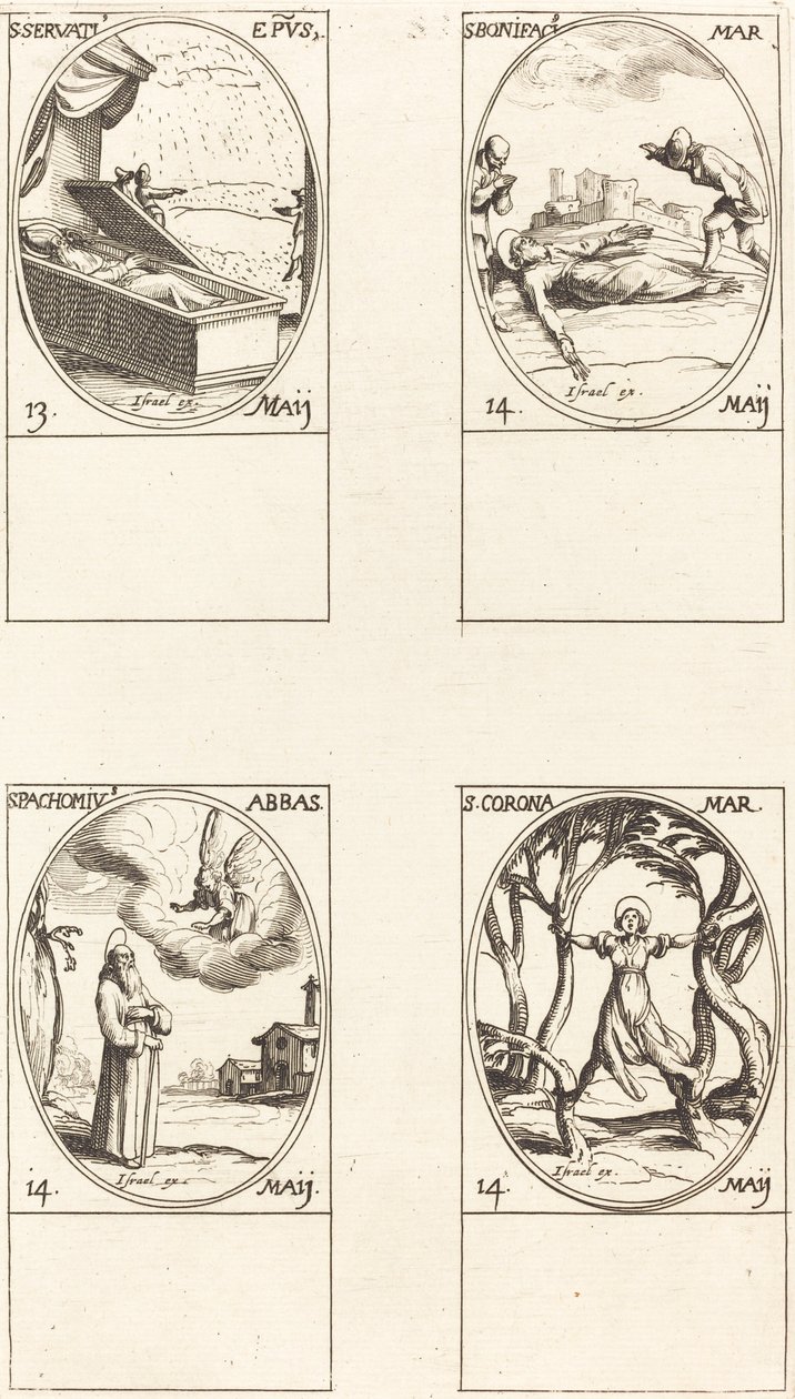 S:t Servatius; St Bonifatius; S:t Pachomius; St Corona av Jacques Callot