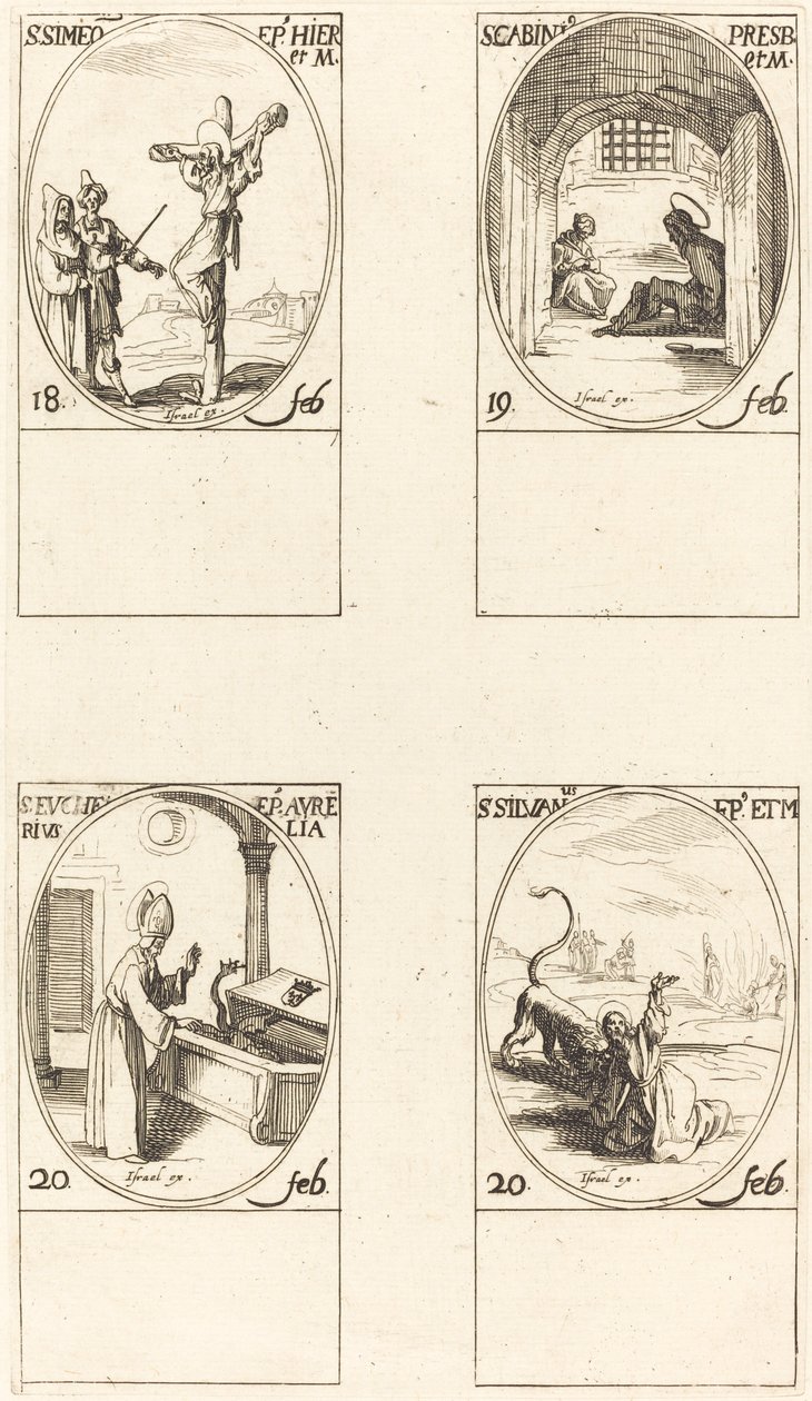 St. Simeon; St. Gabinius; St. Eucharius; St. Silvanus av Jacques Callot