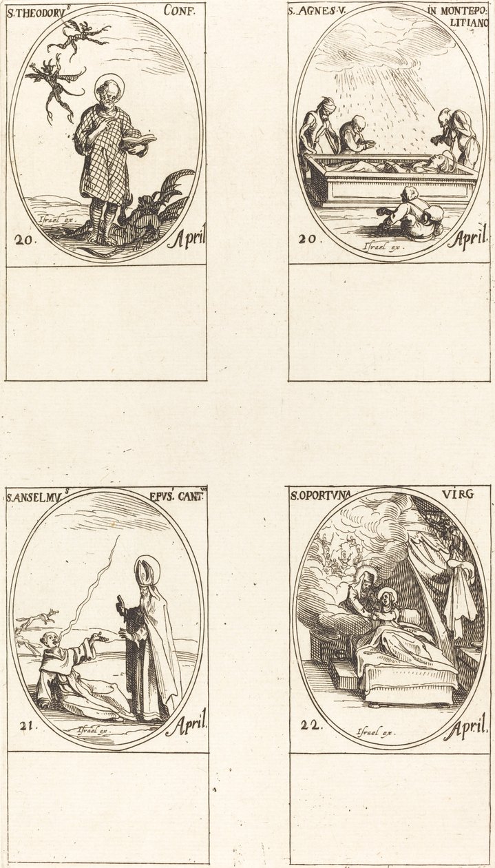 S:t Theodorus; St Agnes av Monte Pulciano; St Anselme, ärkebiskop av Canterbury; St av Jacques Callot