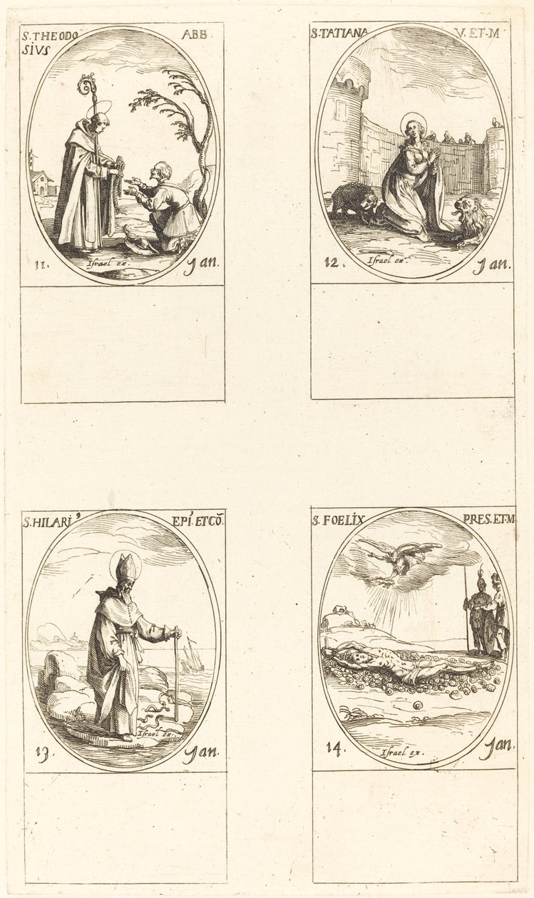 S:t Theodosius; St. Tatiana; St Hilary; Sankt Felix av Jacques Callot