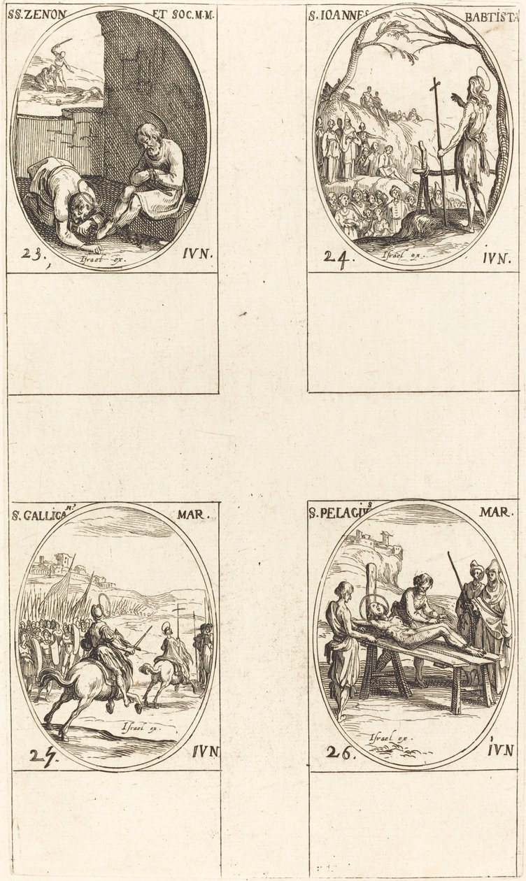 S:t Zenon och följeslagare, St. Johannes Döparen, St. Gallicanus, St. Pelagius. av Jacques Callot