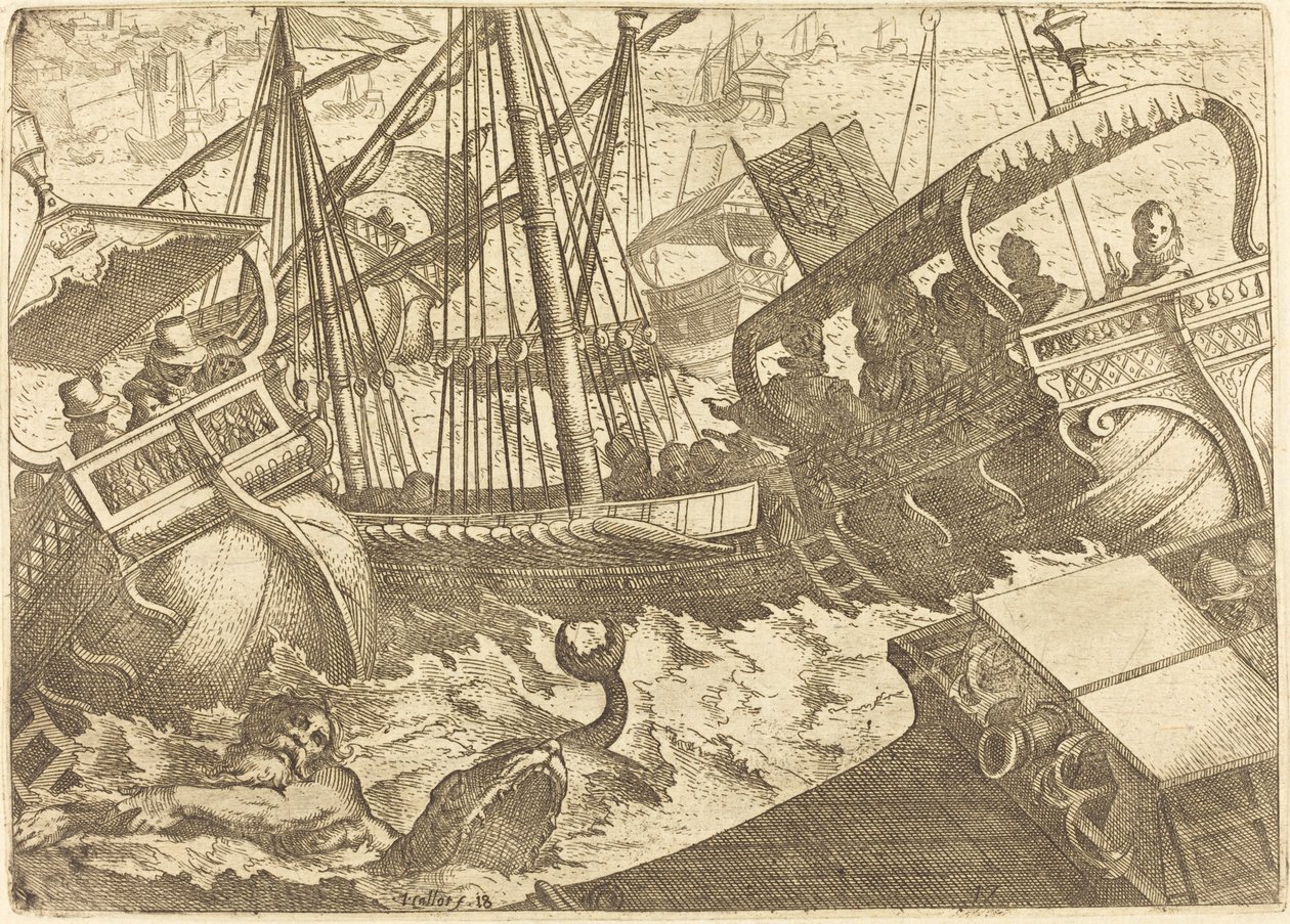 Storm utanför Barcelonas kust av Jacques Callot