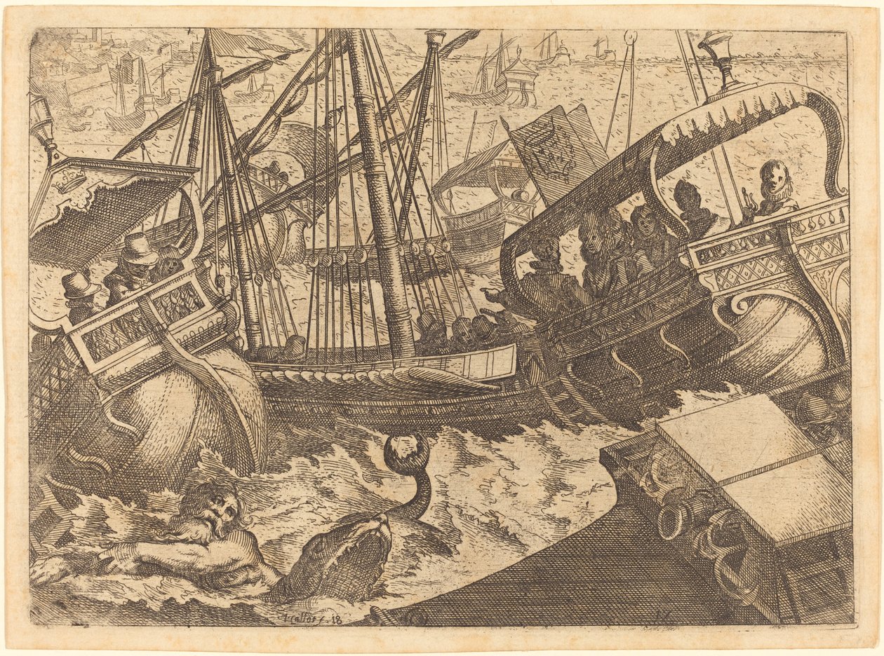 Storma utanför Barcelonas kust av Jacques Callot