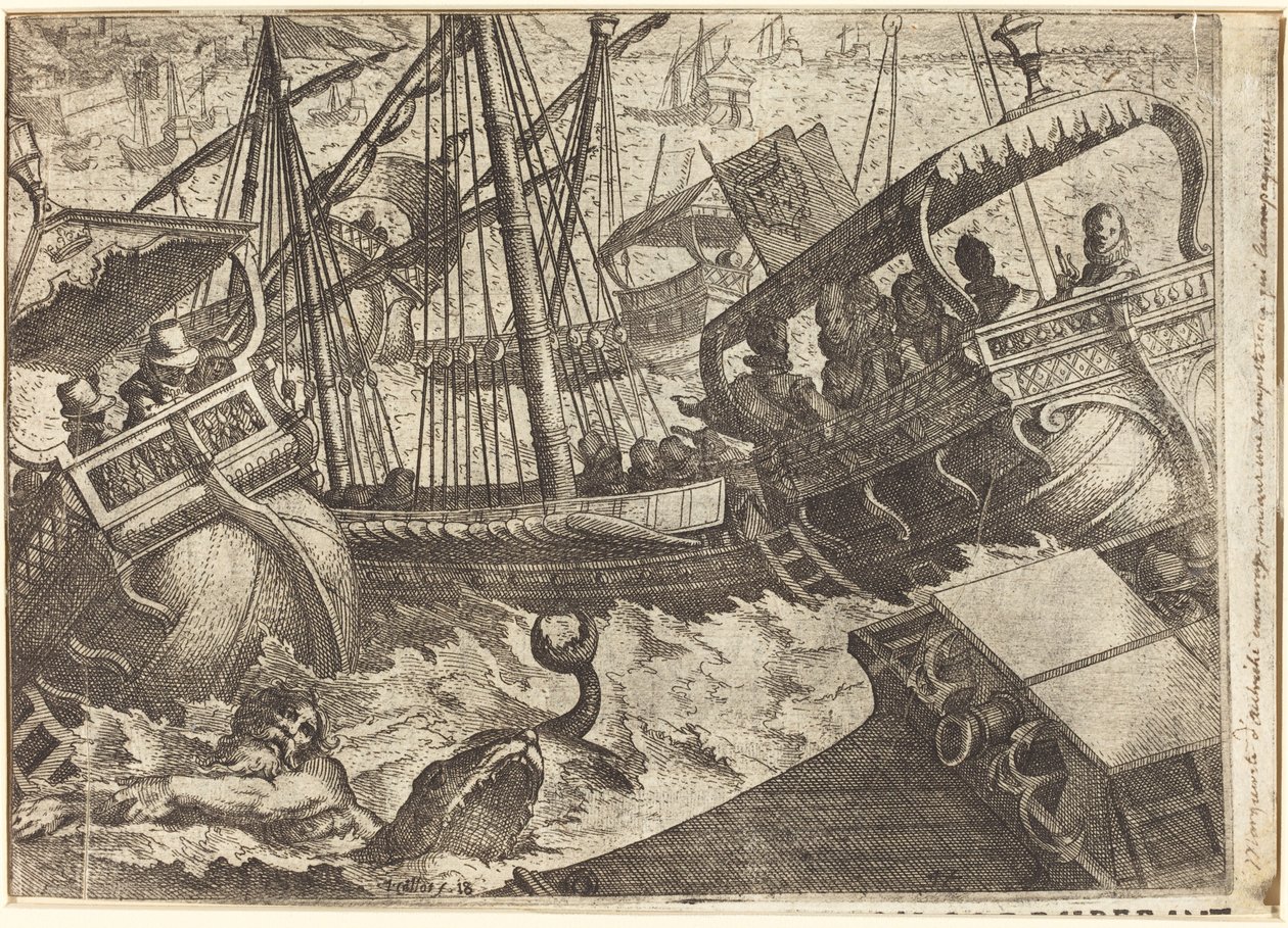 Storm utanför Barcelonas kust [recto] av Jacques Callot