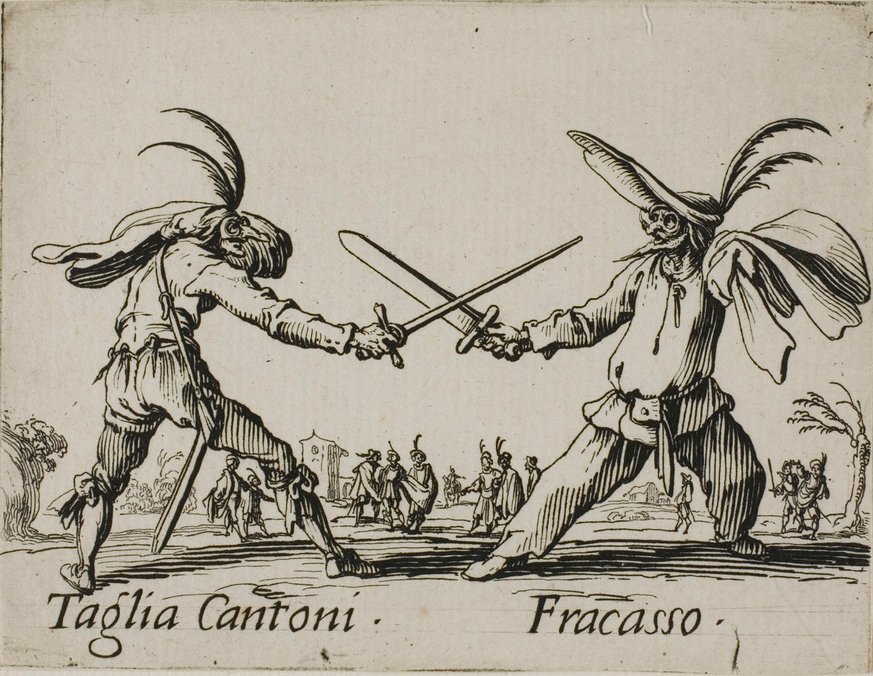 Taglia Cantoni - Fracasso, tallrik 24 från Balli di Sfessania av Jacques Callot