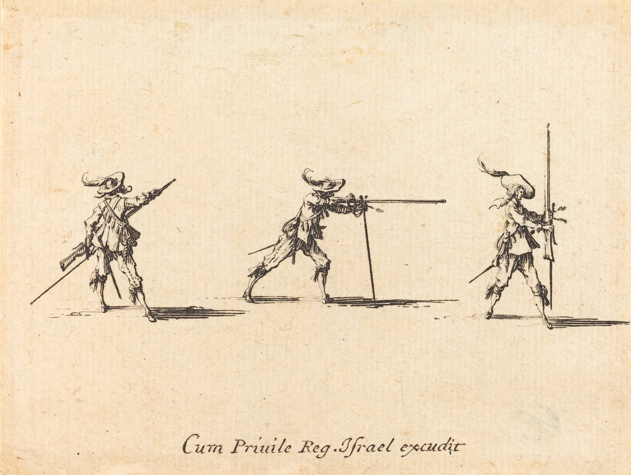 Inta skjutställning med musköten, 16341635. av Jacques Callot