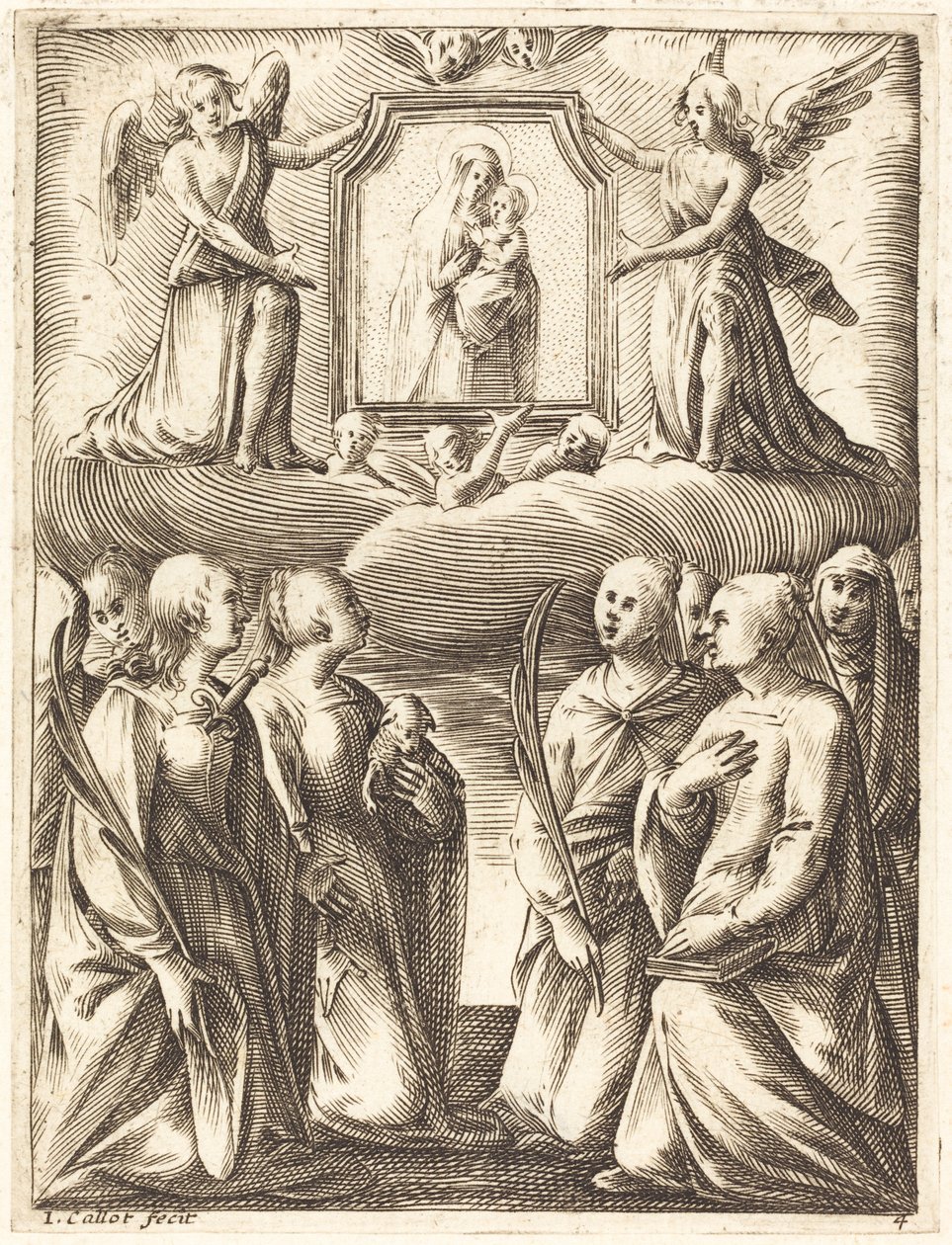 Tillbedjan av jungfrun och barnet av Jacques Callot