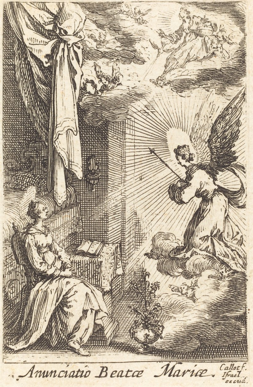 Bebådelsen, i eller efter 1630. av Jacques Callot