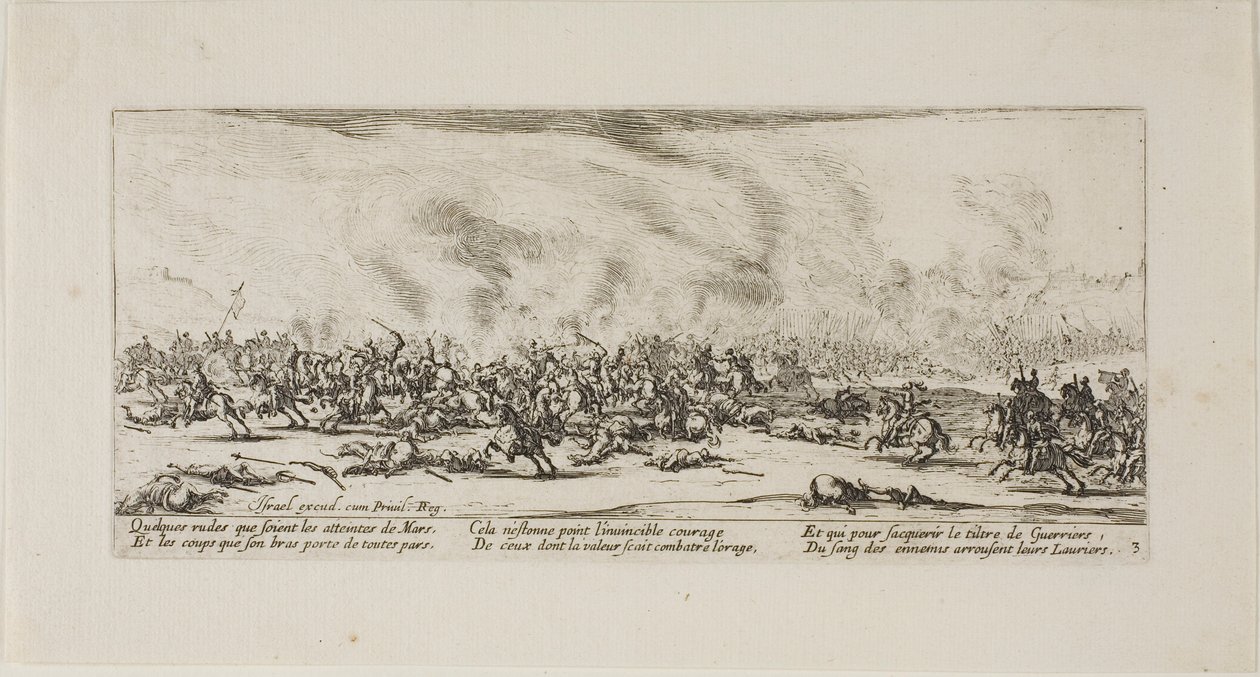 Slaget, plansch tre från Krigets elände av Jacques Callot