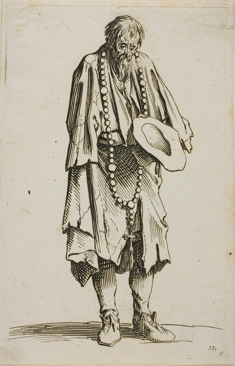 Tiggaren med en rosenkrans, tallrik elva från The Beggars av Jacques Callot
