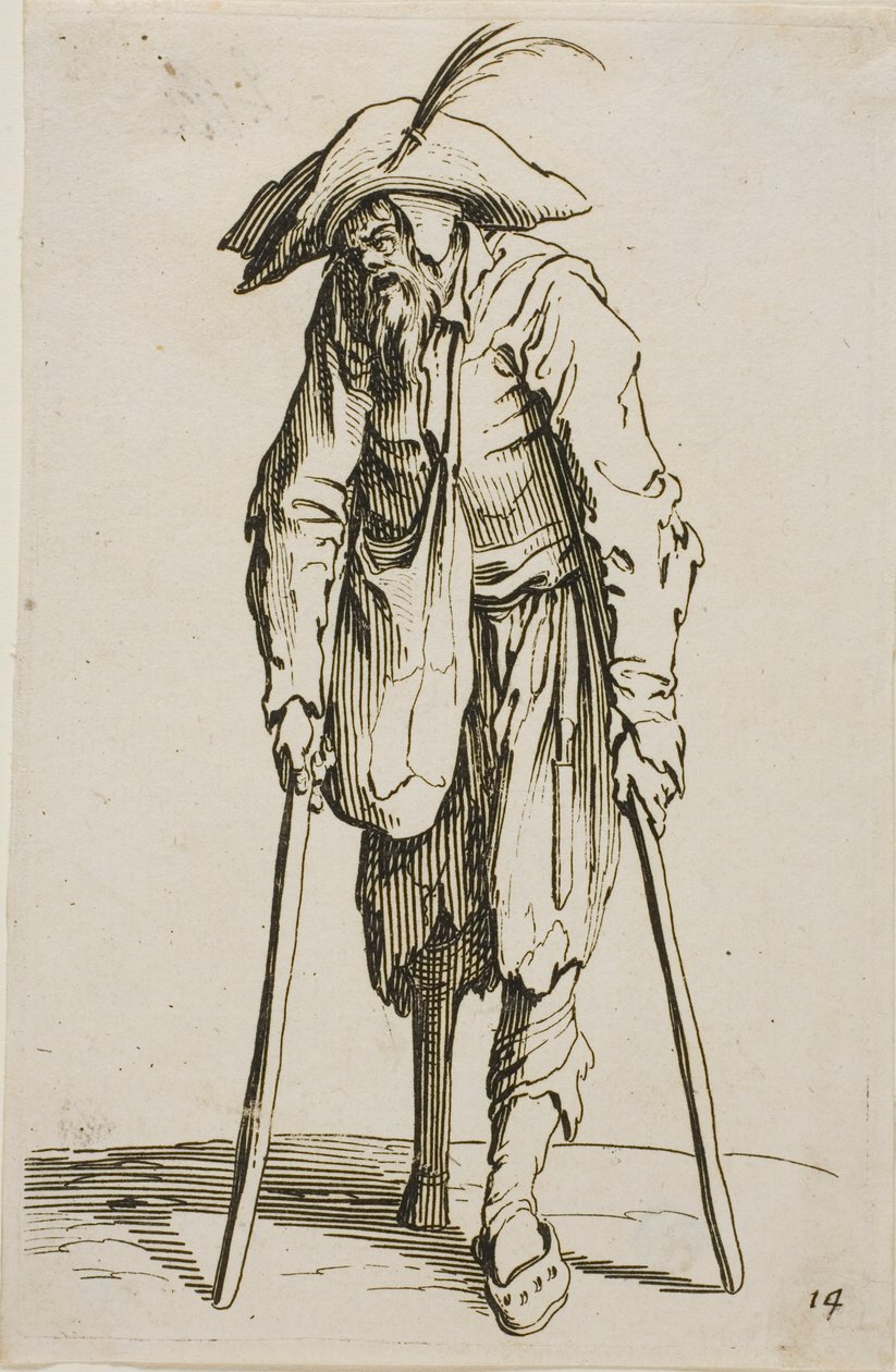 Tiggaren med träbenet, tallrik fjorton från The Beggars av Jacques Callot