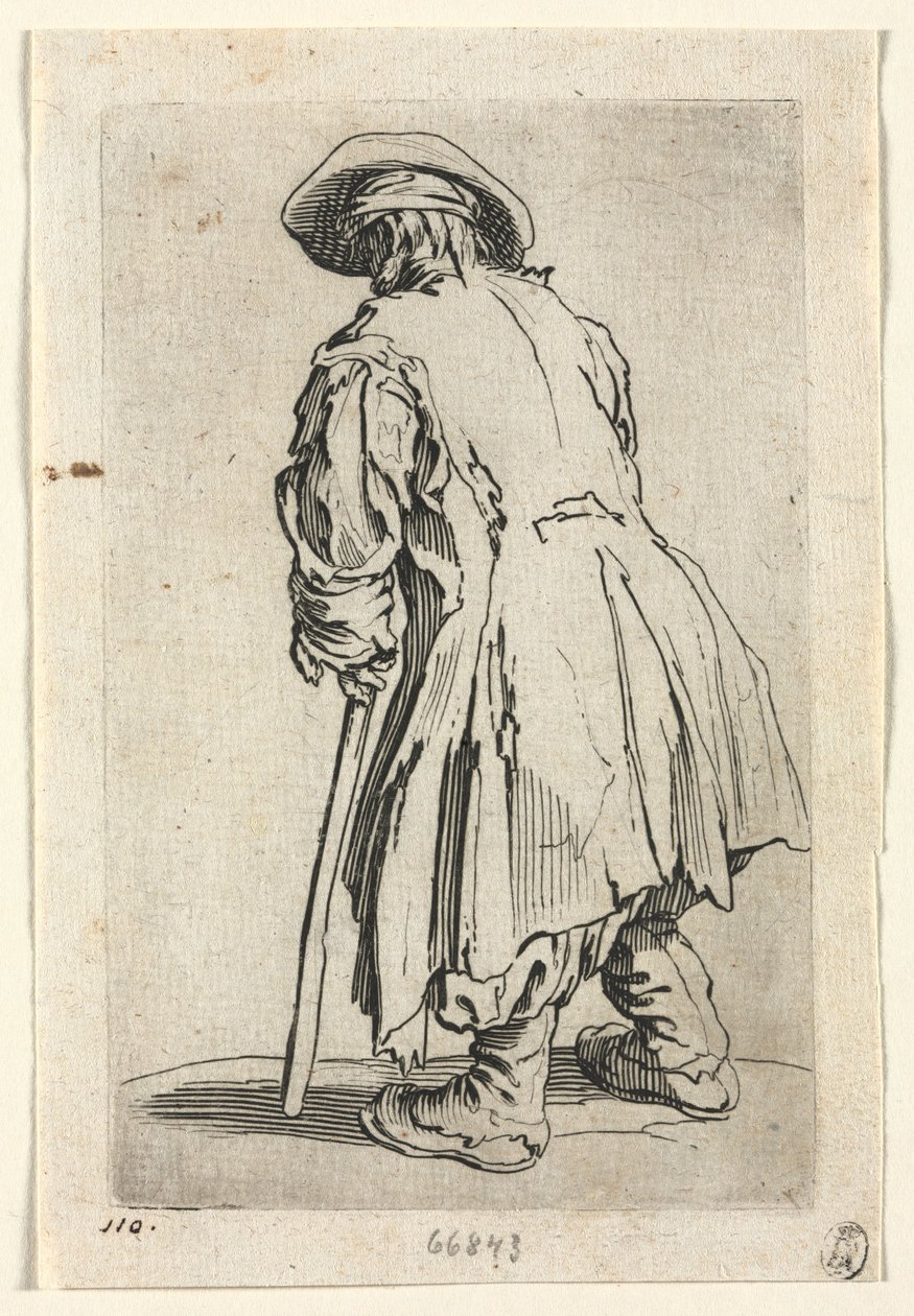 The Beggars: Old Beggar on One Single Crutch, ca. 1623. av Jacques Callot