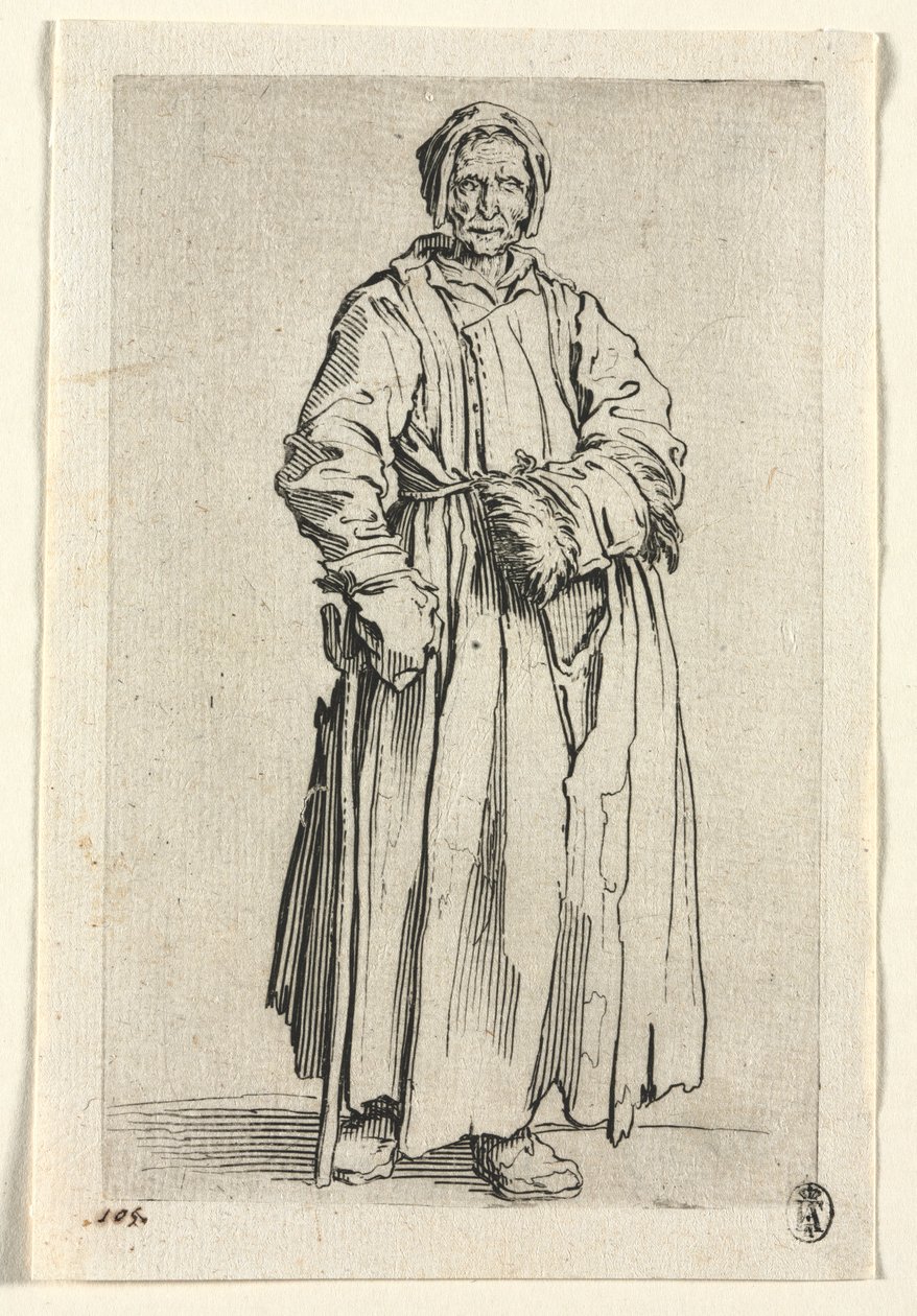 Tiggarna: Enögd kvinna, ca. 1623. av Jacques Callot