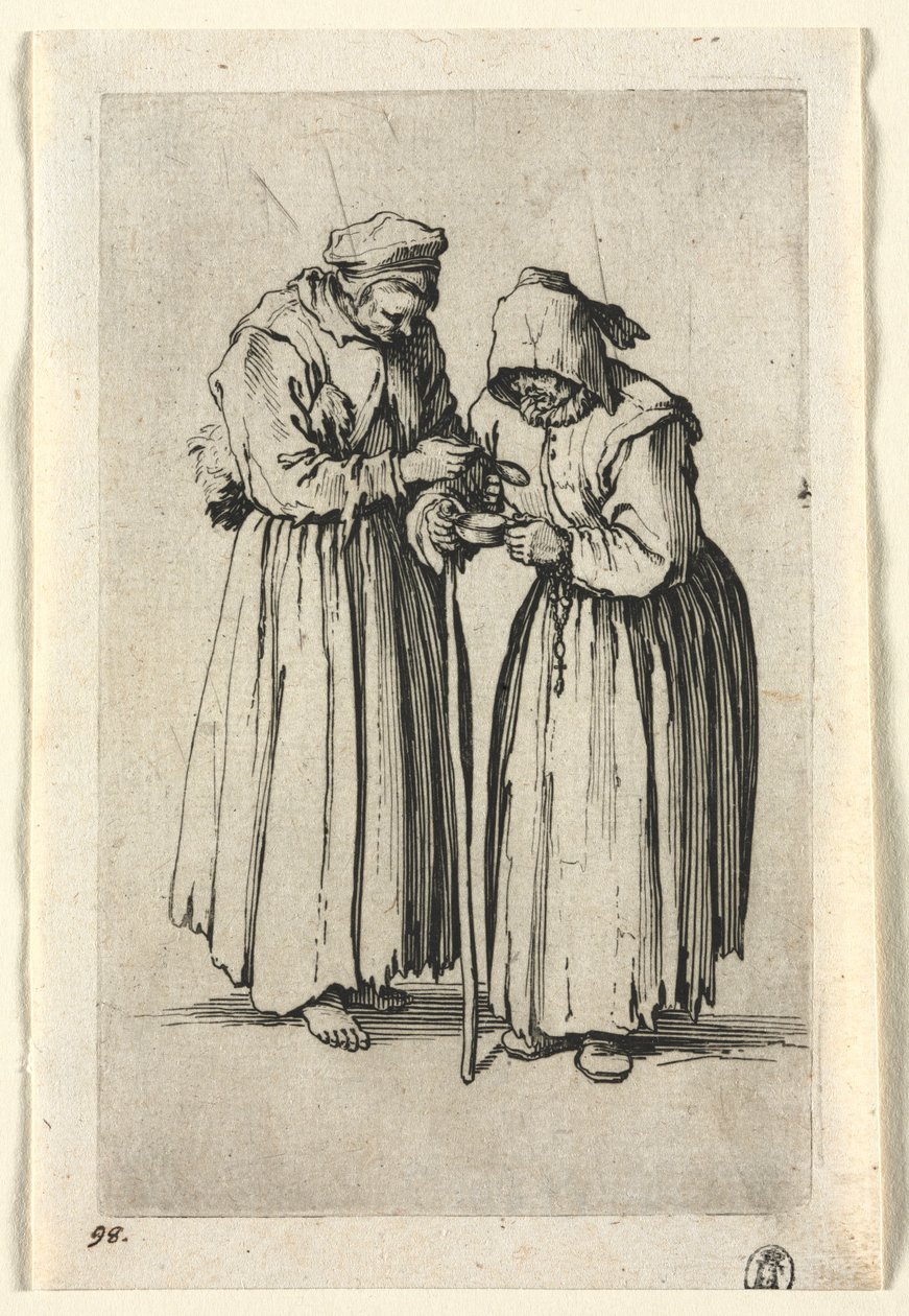 Tiggarna: Två tiggarkvinnor, ca. 1623. av Jacques Callot